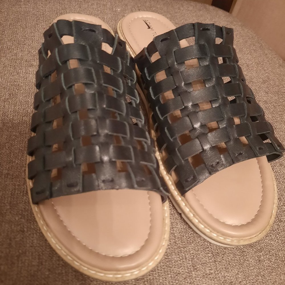 Adam Tucker Arley 1 Womens Leather Gladiator Wedge Sandals, size 9.5